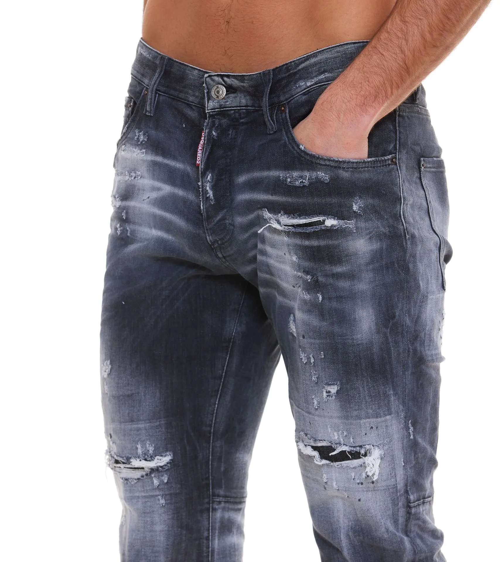 Dsquared2 Distressed Slash Wash Jeans