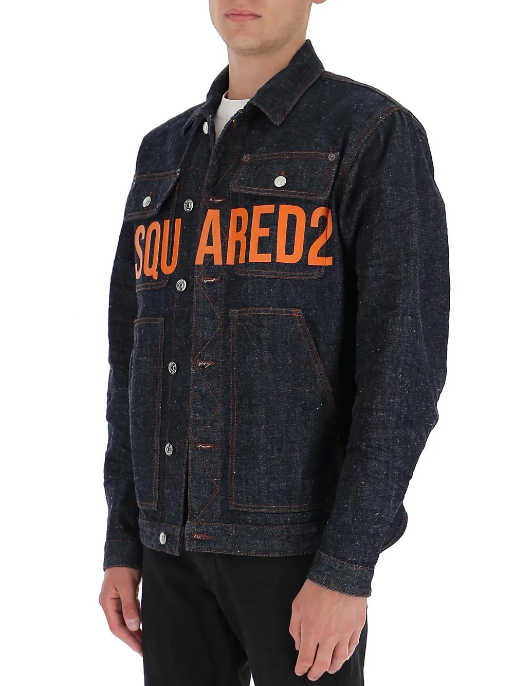 Dsquared2 Logo Printed Denim Buttoned Jacket