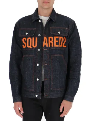 Dsquared2 Logo Printed Denim Buttoned Jacket