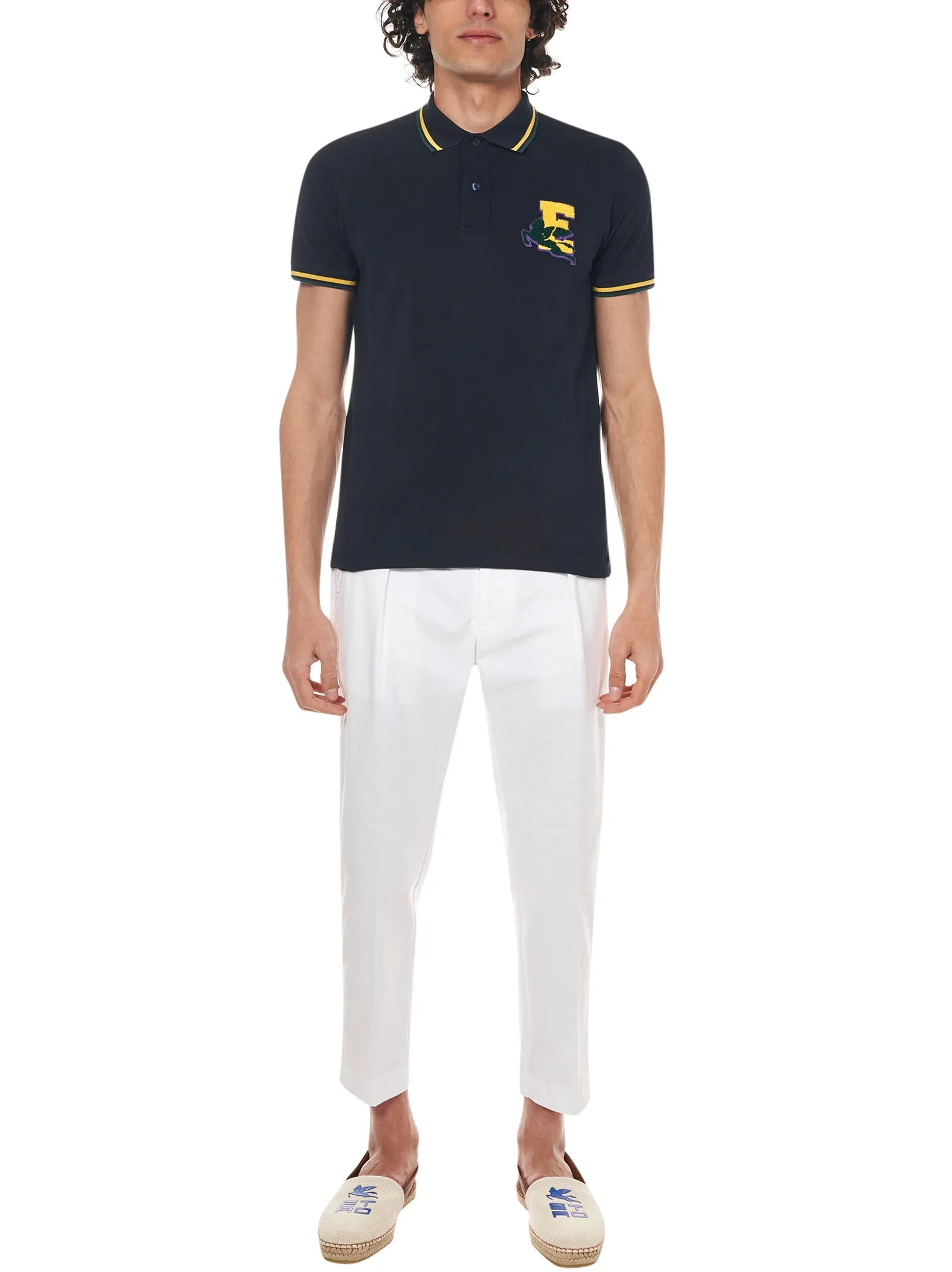 Etro Logo Patch Short-Sleeved Polo Shirt
