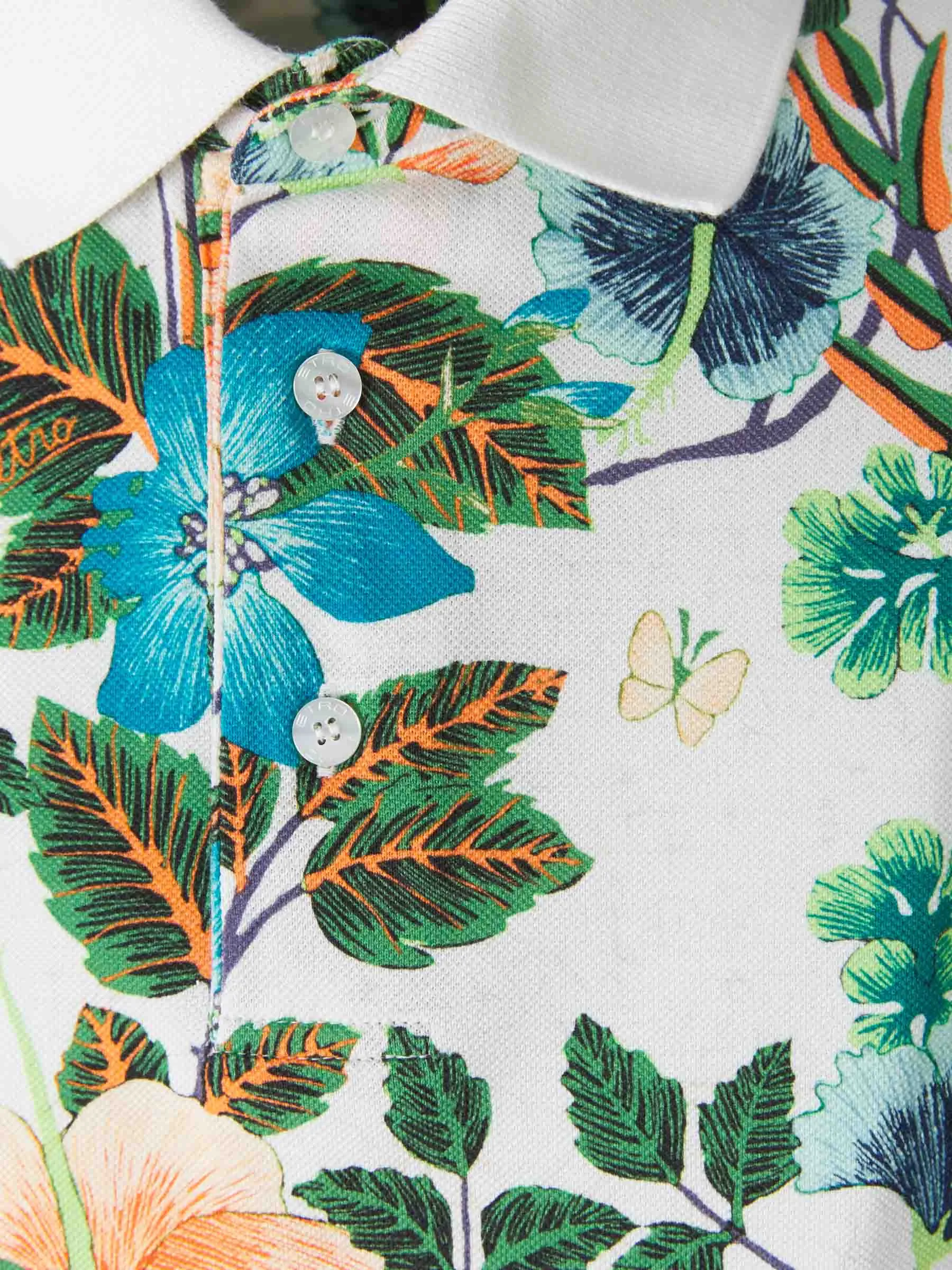 Etro Short-Sleeve Floral Printed Polo Shirt