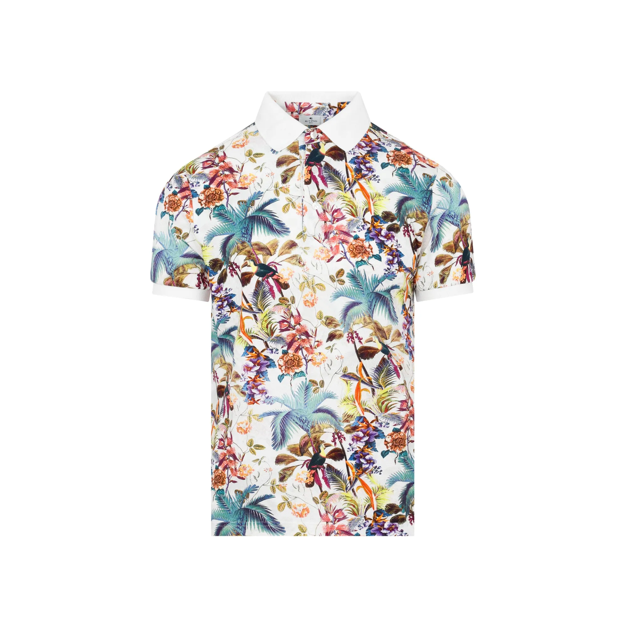 Etro Short-Sleeve Floral Printed Polo Shirt