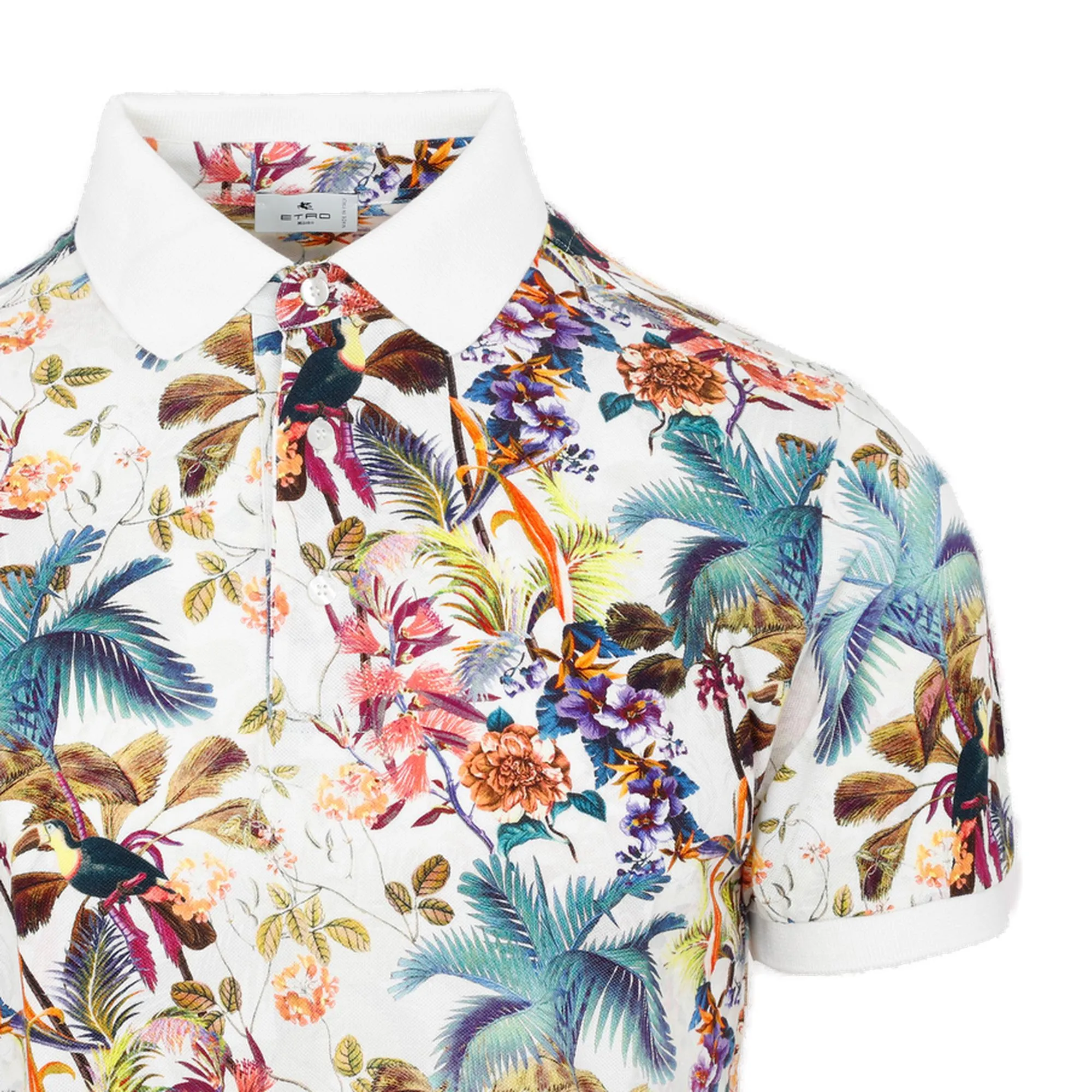 Etro Short-Sleeve Floral Printed Polo Shirt
