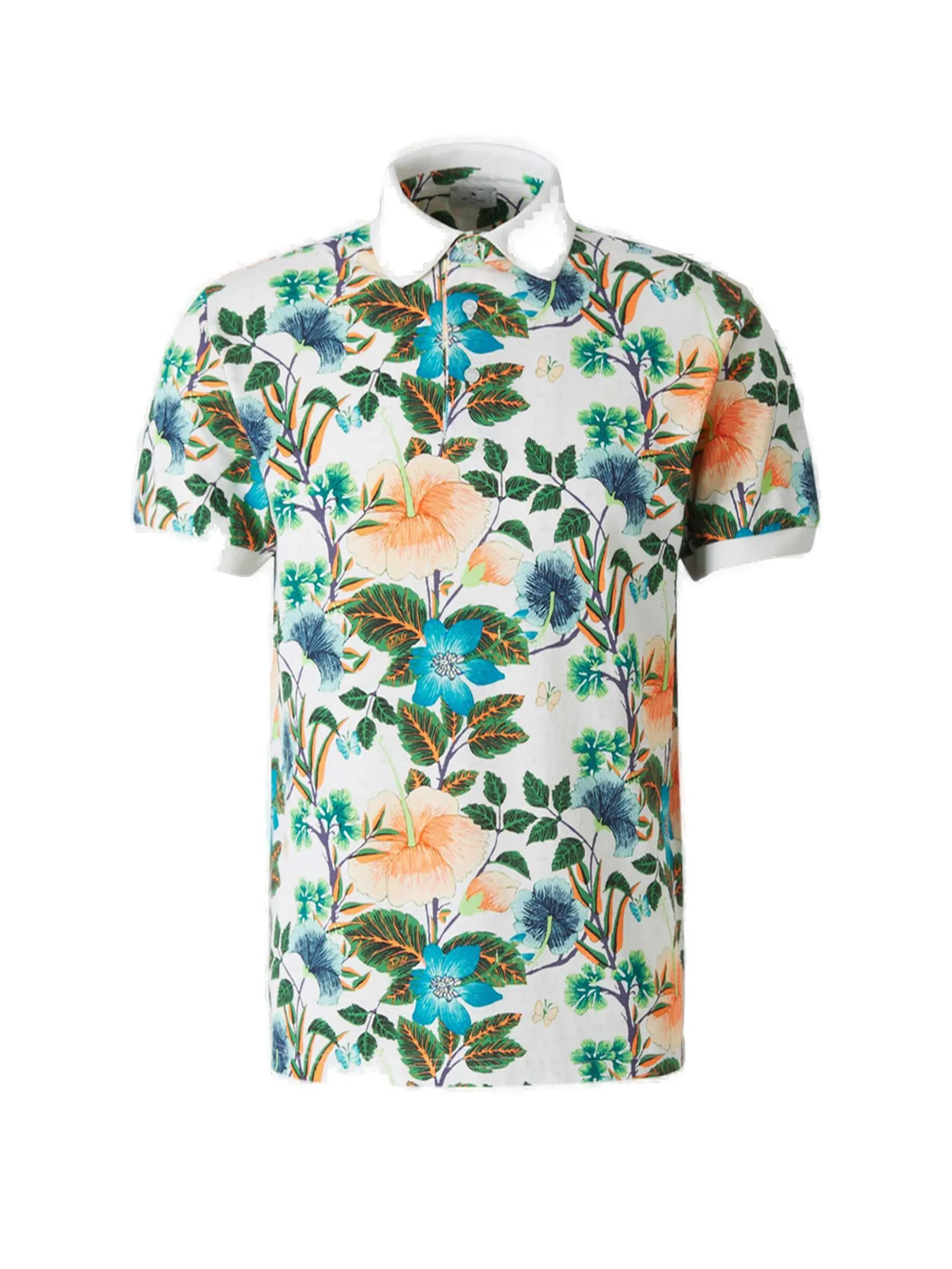 Etro Short-Sleeve Floral Printed Polo Shirt
