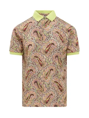 Etro Short-Sleeve Pattern Printed Polo Shirt