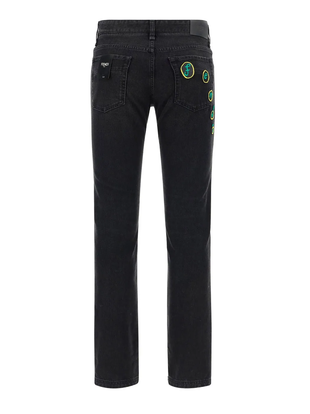 Fendi Logo Patch Mid-Rise Jeans