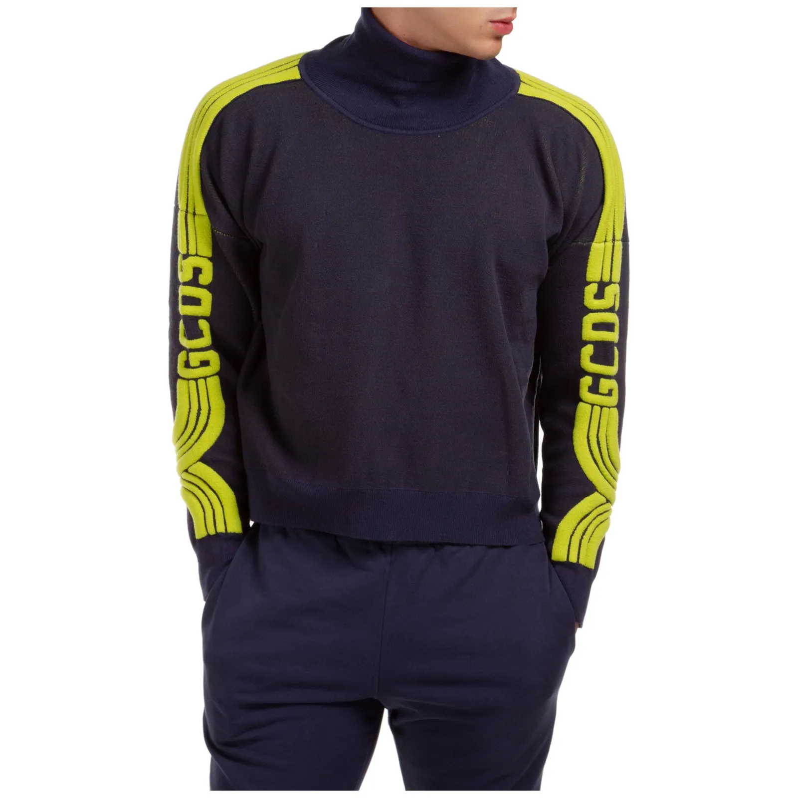 GCDS Logo Sleeve Detail Turtleneck Sweater