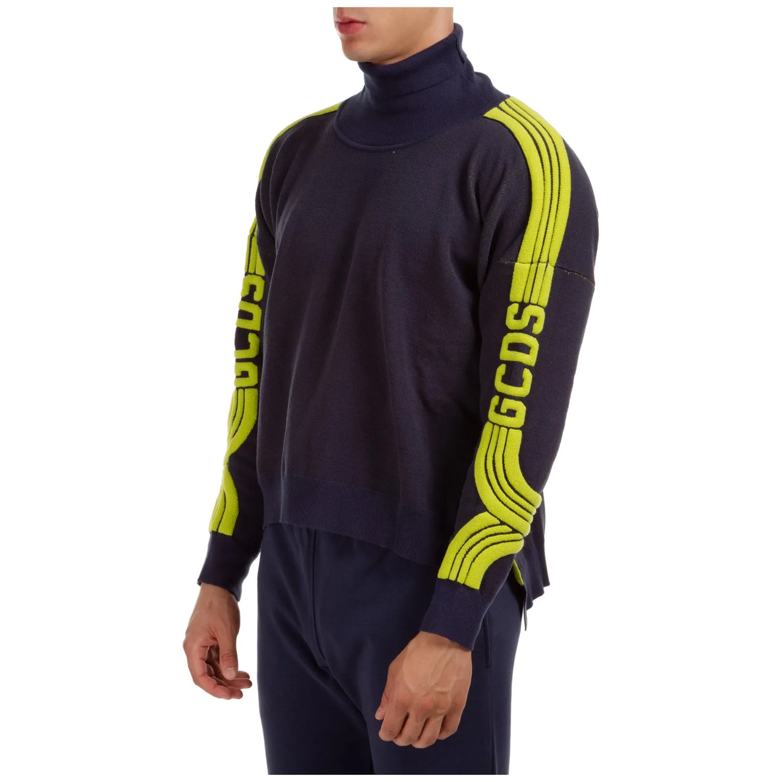 GCDS Logo Sleeve Detail Turtleneck Sweater