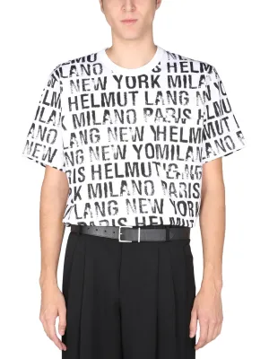 Helmut Lang Allover Logo Printed Crewneck T-Shirt