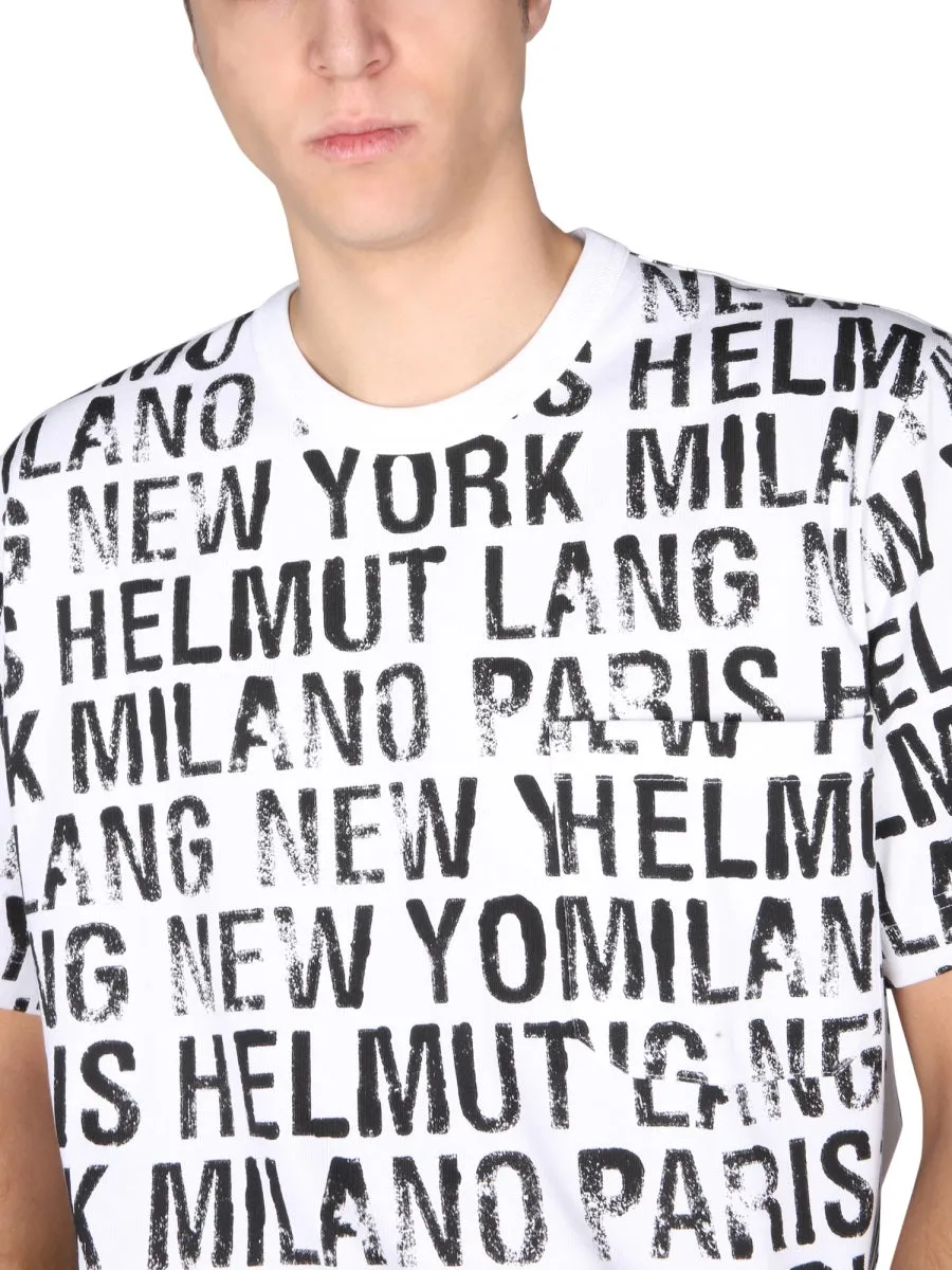Helmut Lang Allover Logo Printed Crewneck T-Shirt