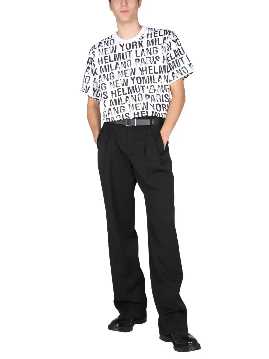 Helmut Lang Allover Logo Printed Crewneck T-Shirt