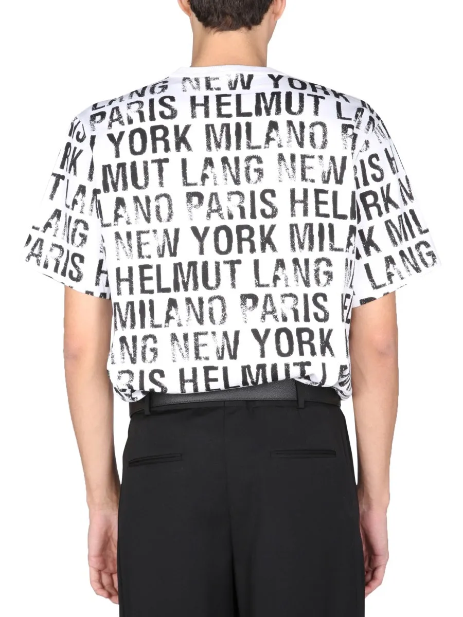 Helmut Lang Allover Logo Printed Crewneck T-Shirt