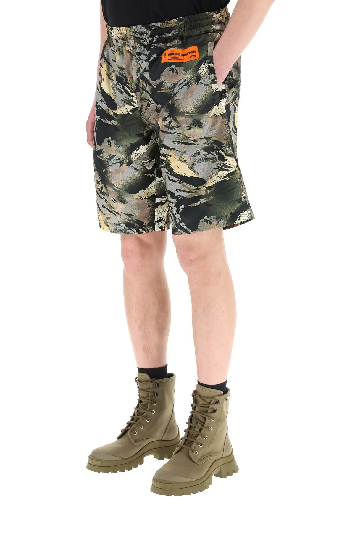 Heron Preston Camouflage Logo Patch Track Shorts