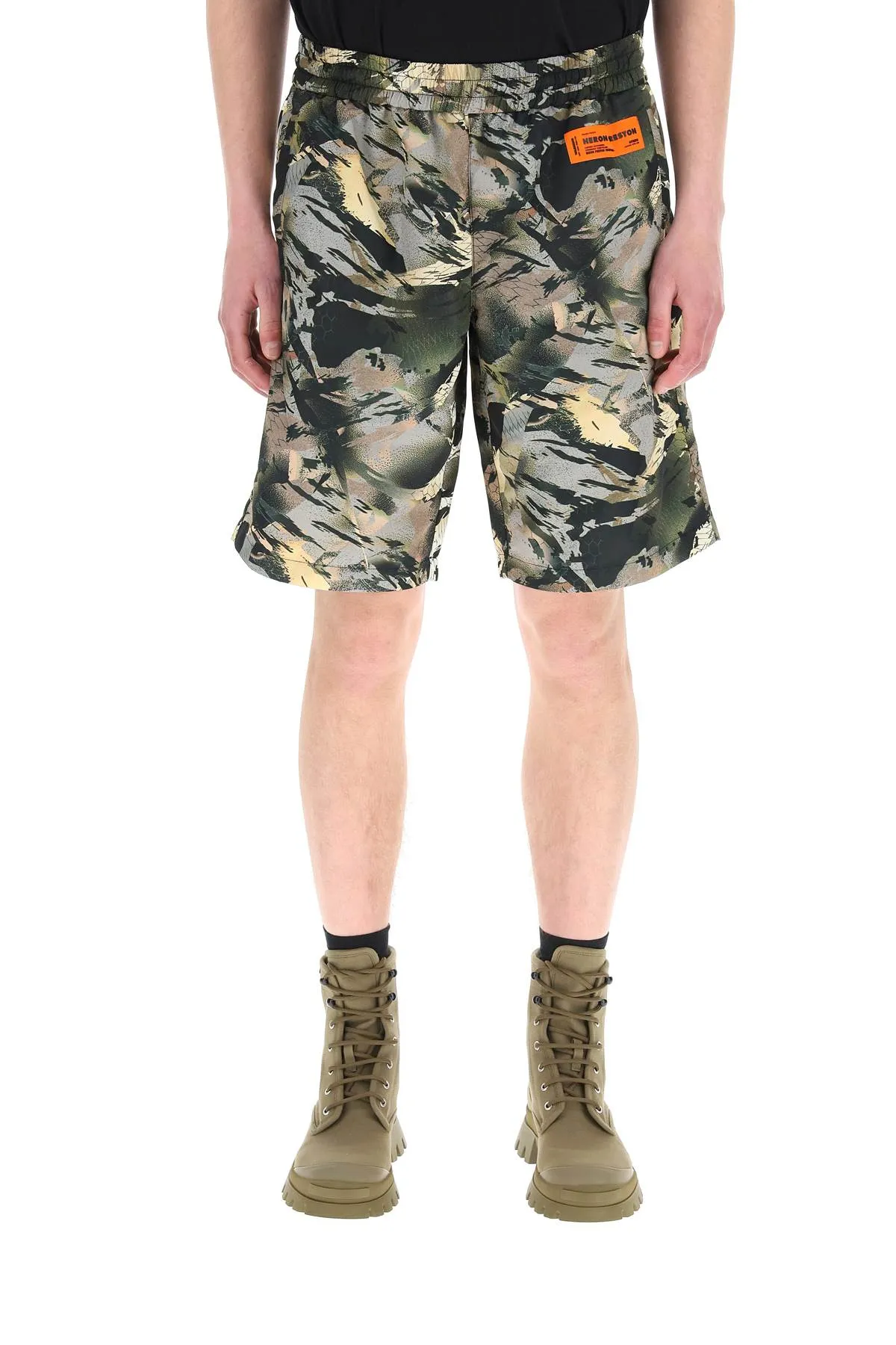 Heron Preston Camouflage Logo Patch Track Shorts