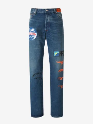Heron Preston Logo Patch Graphic Print Jeans