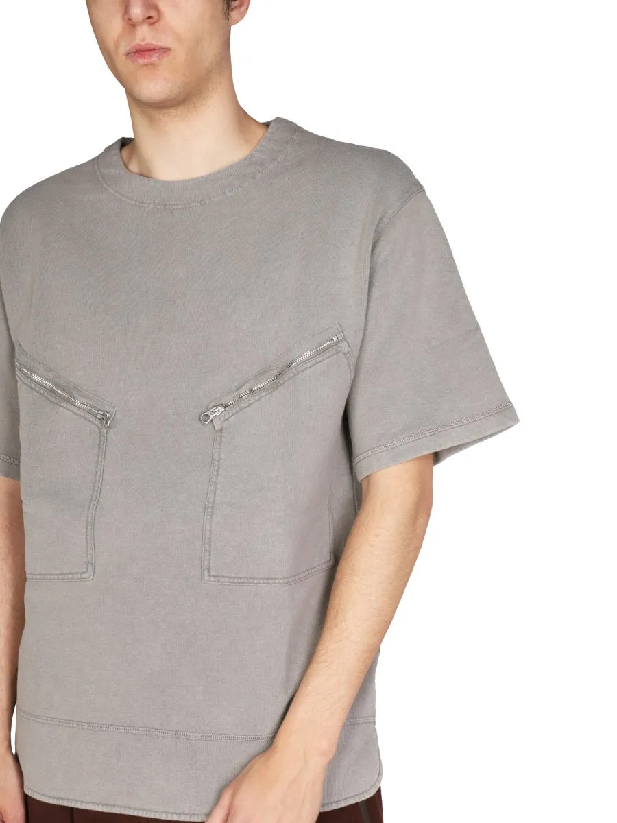 Jil Sander Zipped Patch Pocket Crewneck T-Shirt