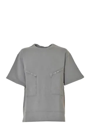 Jil Sander Zipped Patch Pocket Crewneck T-Shirt