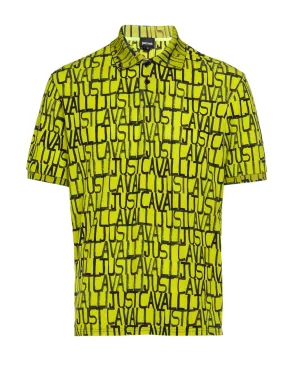 Just Cavalli Allover Logo Printed Short-Sleeved Polo Shirt