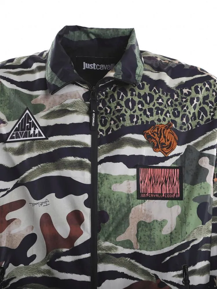 Just Cavalli Camouflage Print Zipped Jacket