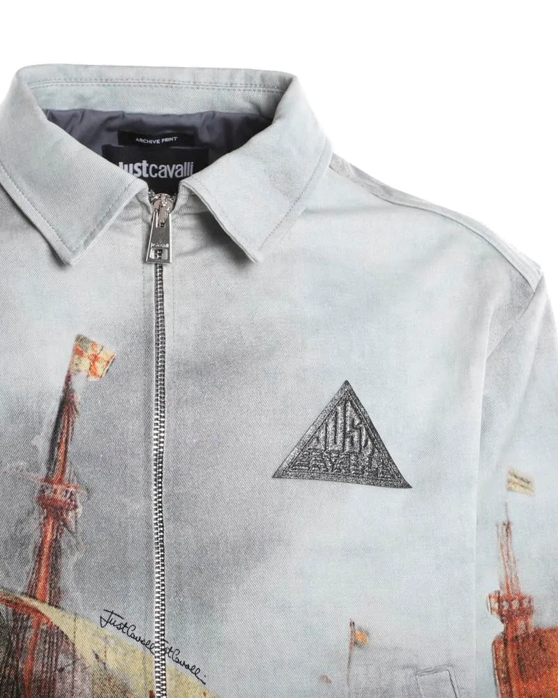 Just Cavalli Graphic Printed Zipped Jacket