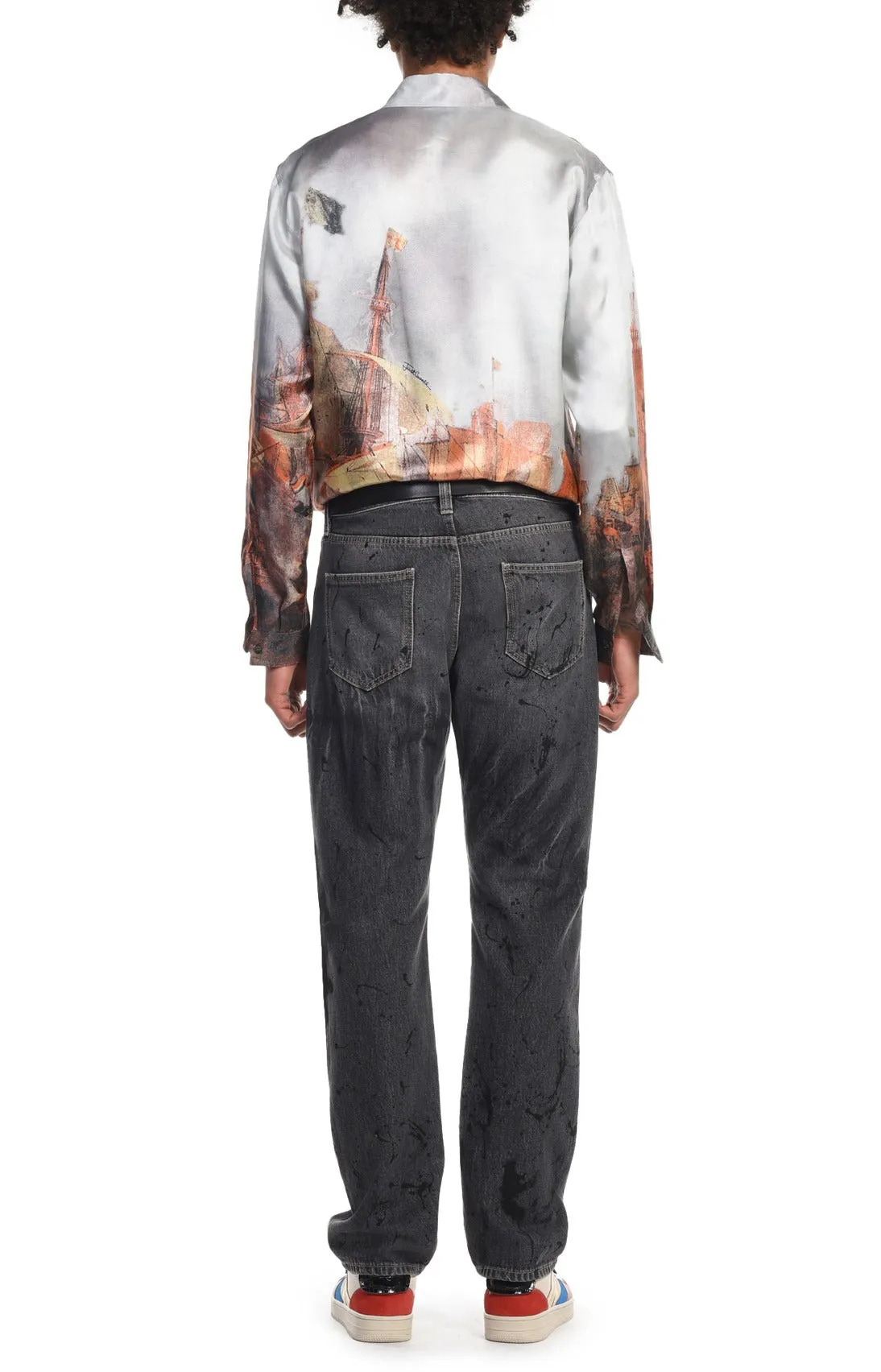 Just Cavalli Stained Effect Wide Leg Jeans