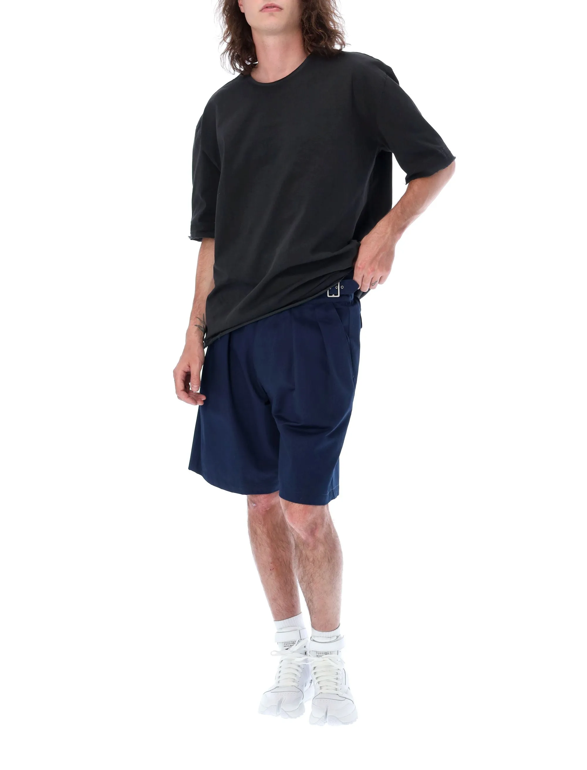 Maison Margiela Pleated Knee-Length Buckled Shorts