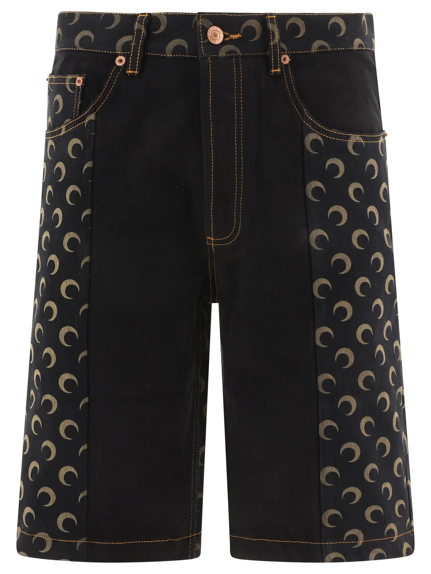 Marine Serre Crescent Moon Panelled Mid Rise Shorts