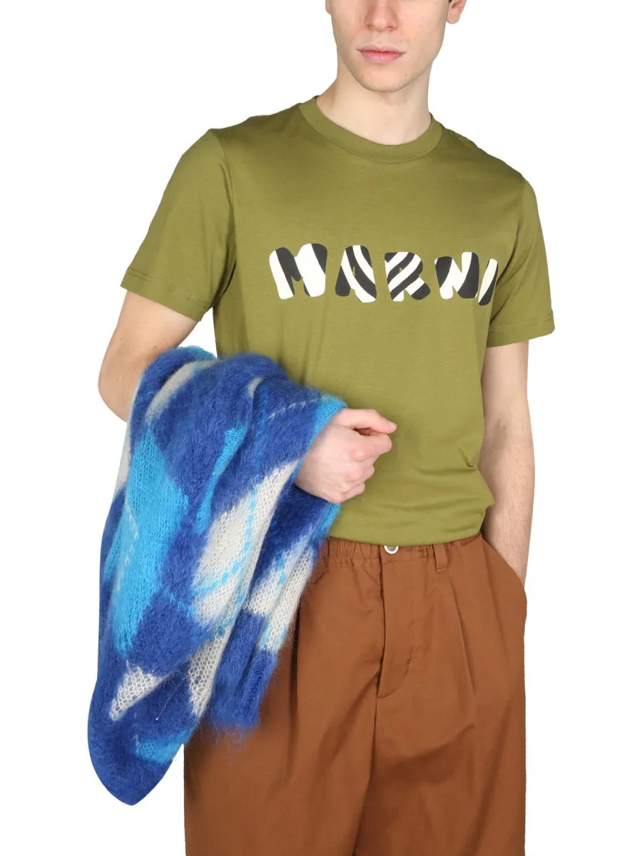 Marni Logo Print Crewneck T-Shirt