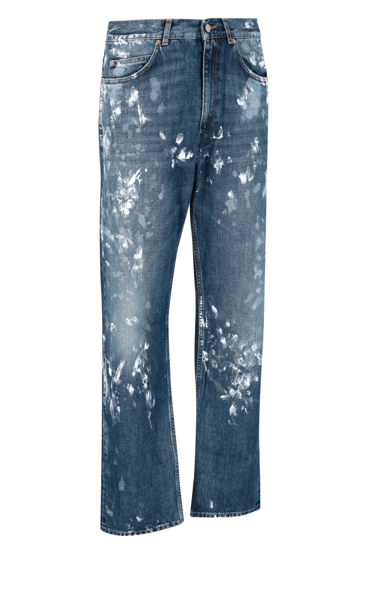 Martine Rose Paint-Printed Logo Patch Jeans