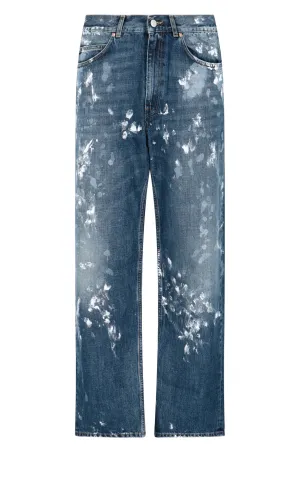 Martine Rose Paint-Printed Logo Patch Jeans
