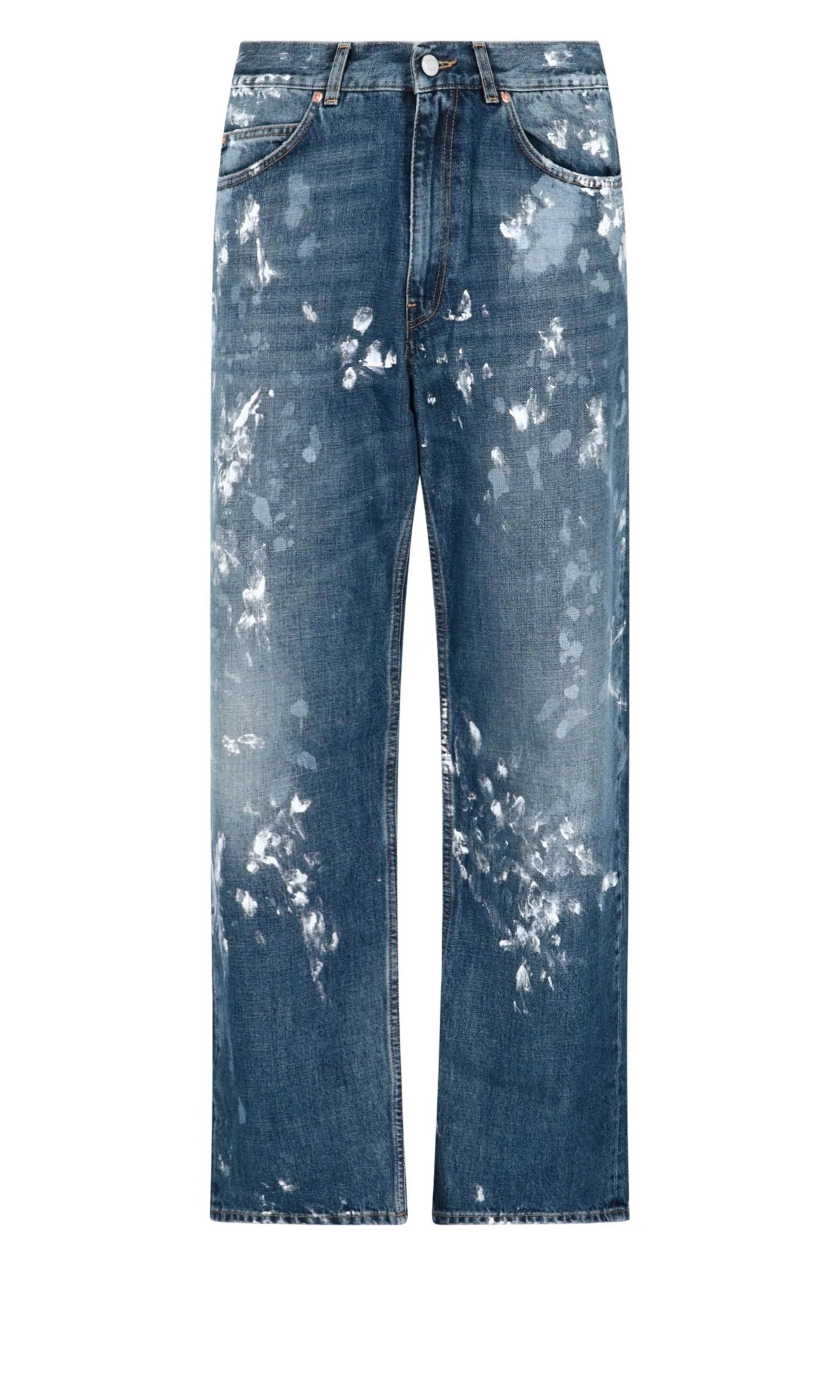 Martine Rose Paint-Printed Logo Patch Jeans