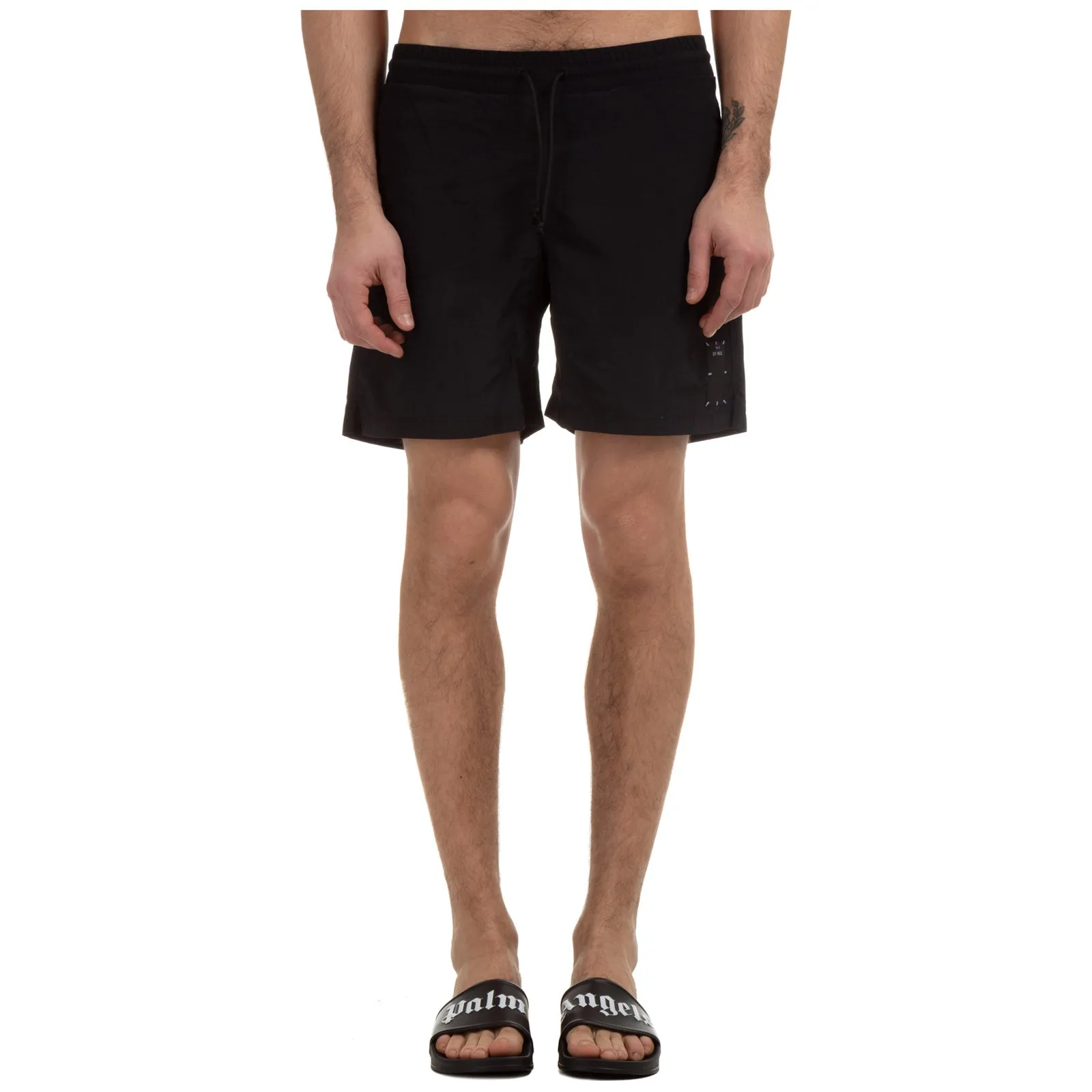 McQ Alexander McQueen Logo Patch Drawstring Swim Shorts