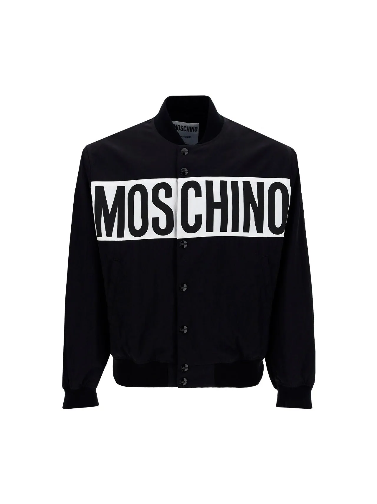 Moschino Logo Print Buttoned Bomber Jacket