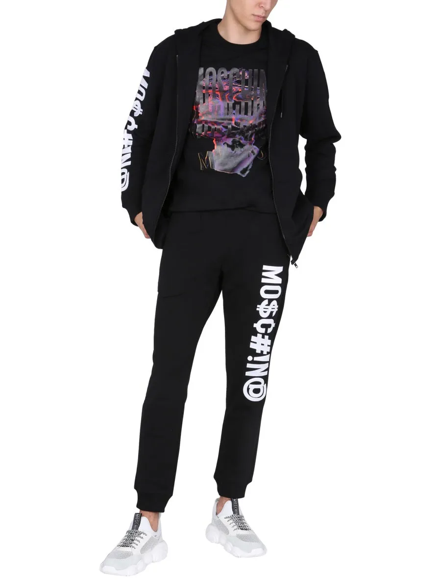 Moschino Symbol Logo Printed Hooded Jacket