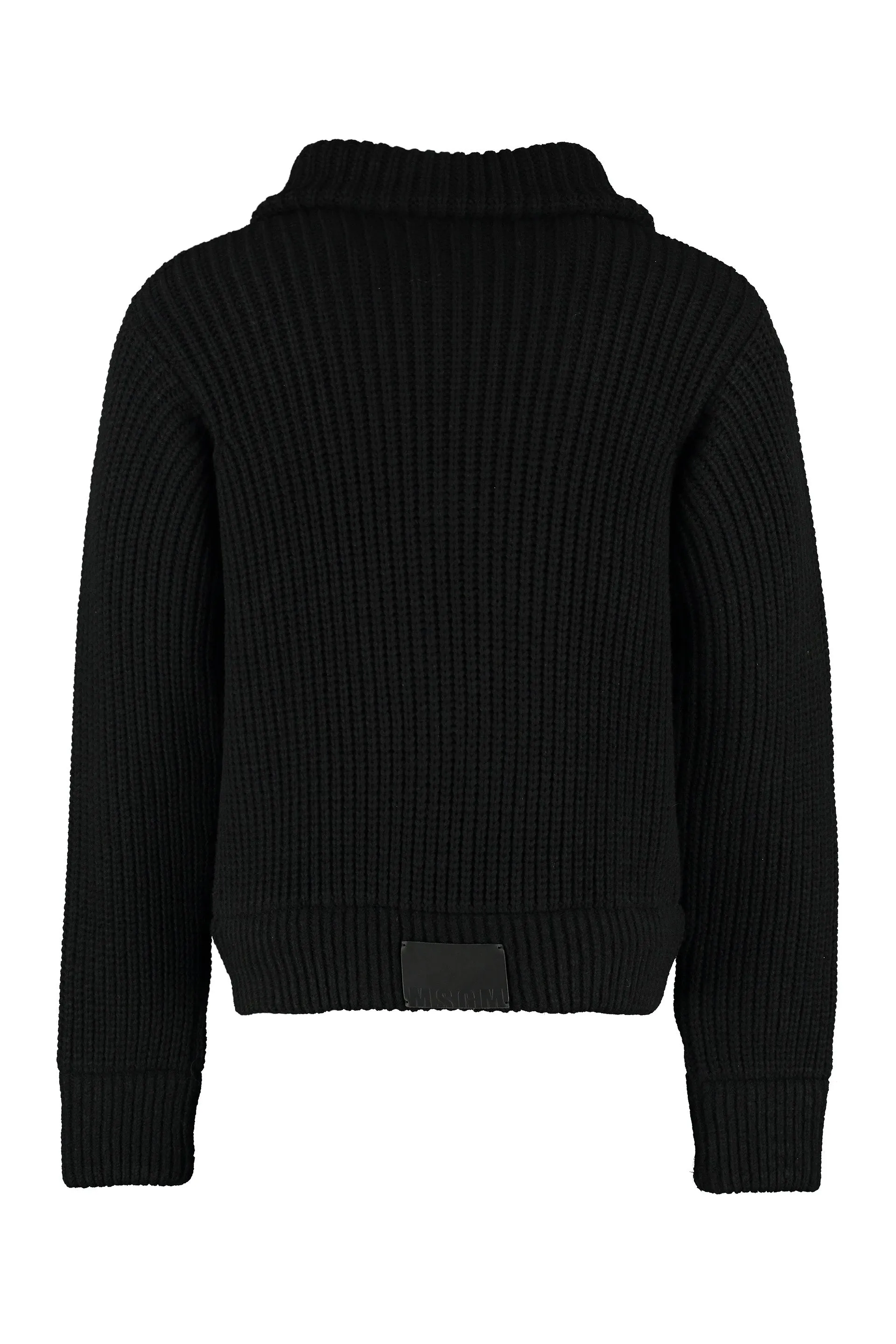 MSGM High-Neck Ribbed Knit Jacket