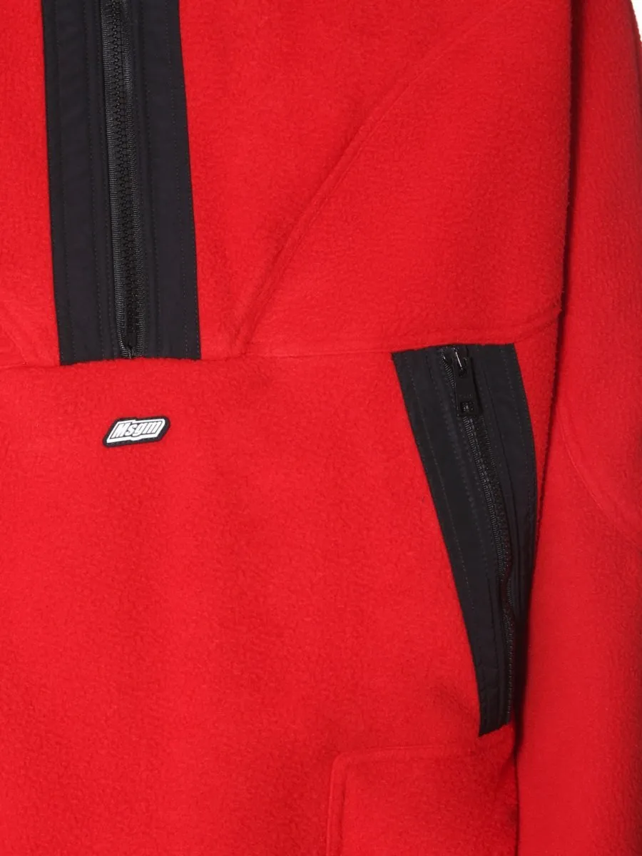 MSGM Logo Plaque Half Zip Sweater