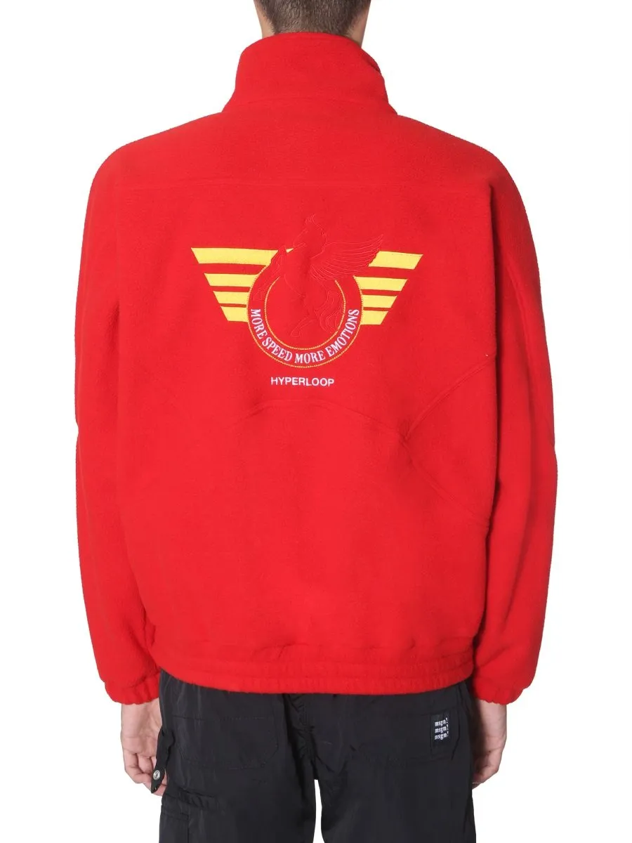 MSGM Logo Plaque Half Zip Sweater