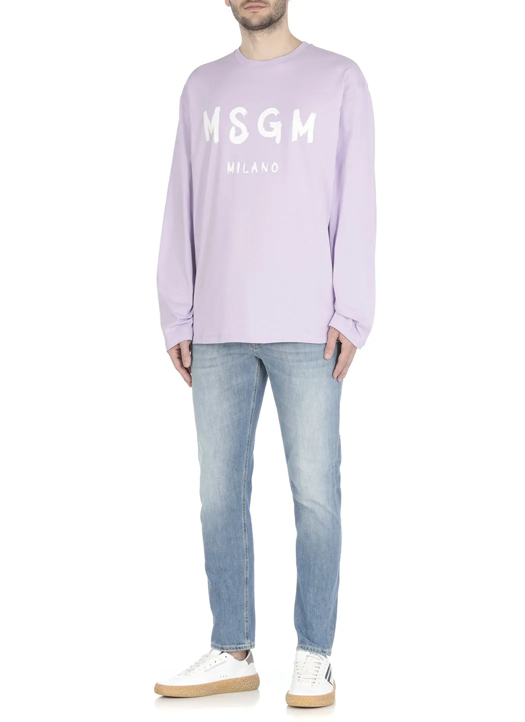MSGM Logo Print Long Sleeved Jersey T-Shirt
