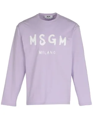 MSGM Logo Print Long Sleeved Jersey T-Shirt