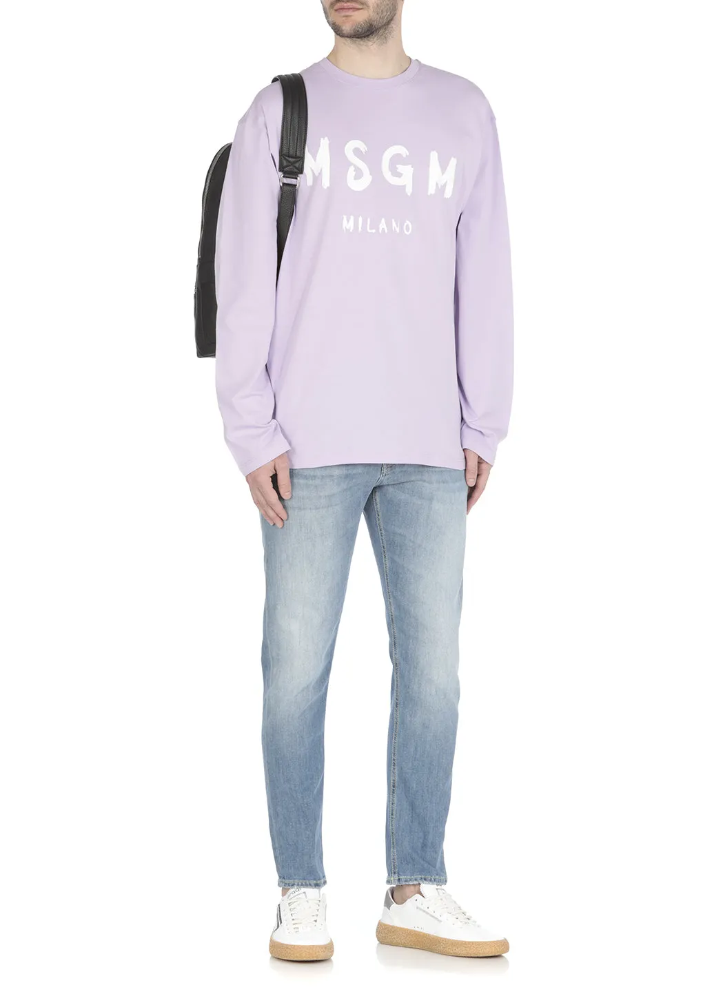 MSGM Logo Print Long Sleeved Jersey T-Shirt