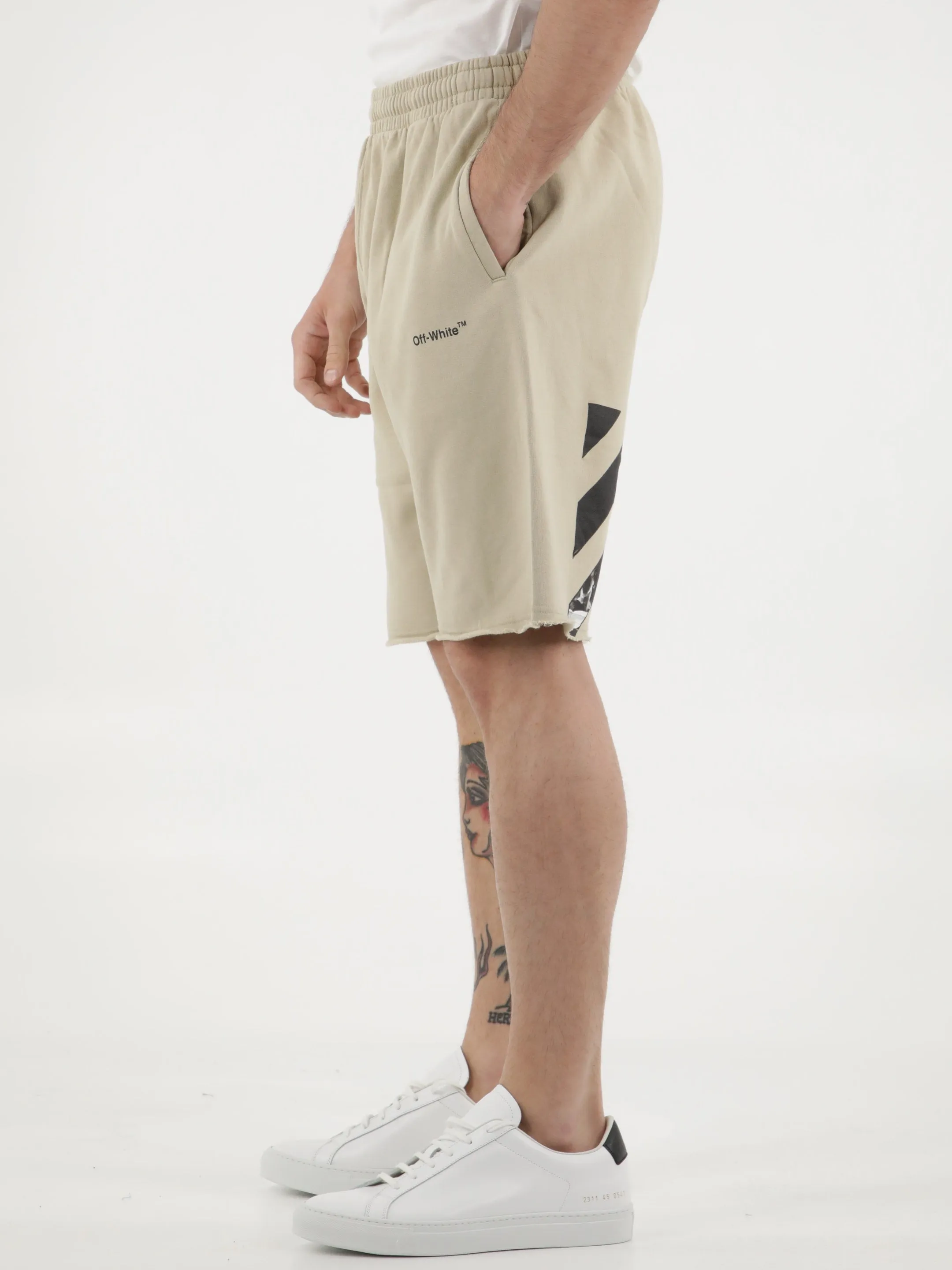 Off-White Diag Printed Elastic Waist  Shorts