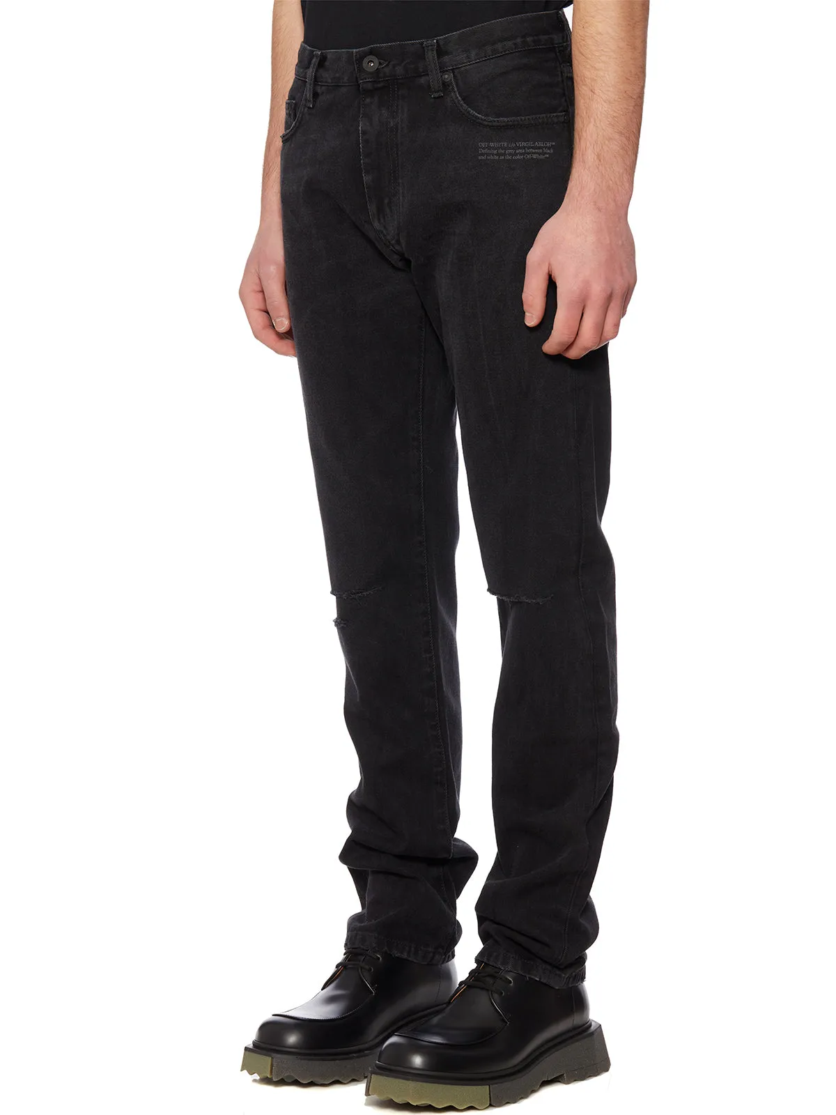 Off-White Distressed Effect Slim Fit Jeans