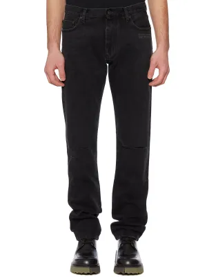 Off-White Distressed Effect Slim Fit Jeans