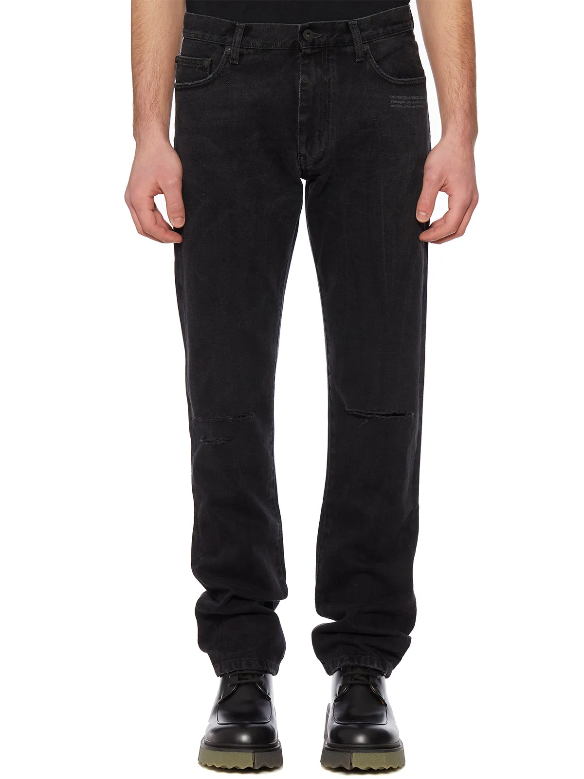 Off-White Distressed Effect Slim Fit Jeans