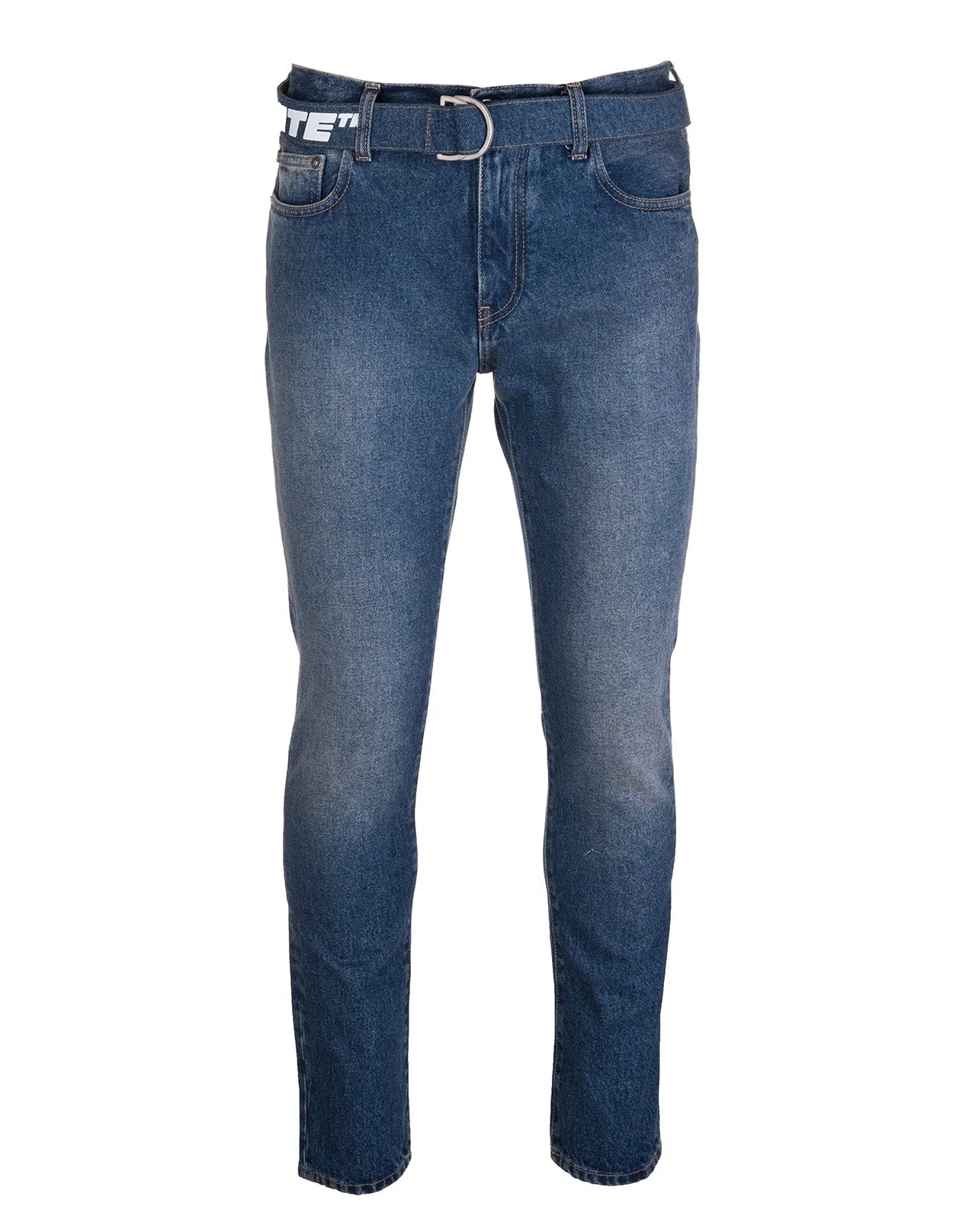 Off-White Logo Printed Belted Tapered Jeans