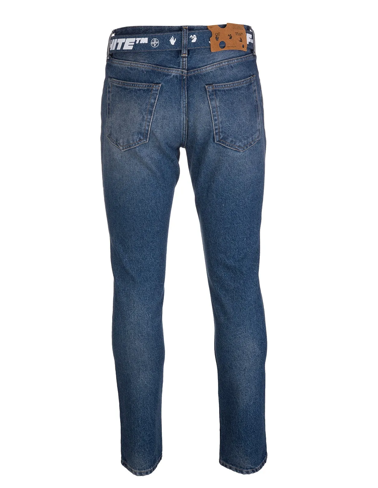 Off-White Logo Printed Belted Tapered Jeans