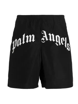 Palm Angels Logo Printed Straight Leg Shorts