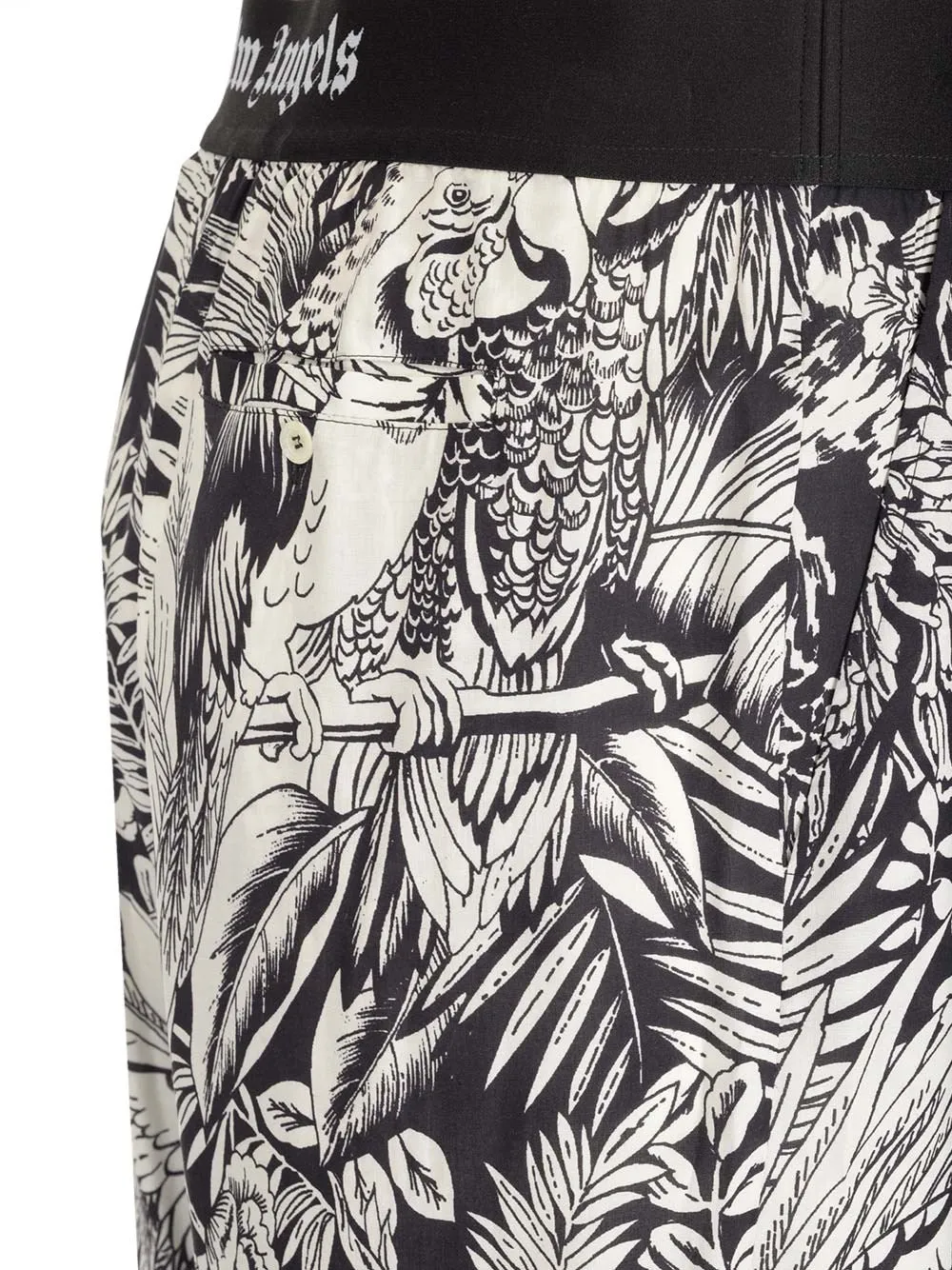 Palm Angels Logo Waistband Jungle Parrots-Print Track Pants