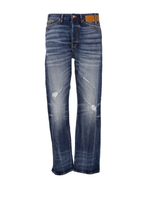 Palm Angels Straight Leg Distressed Jeans