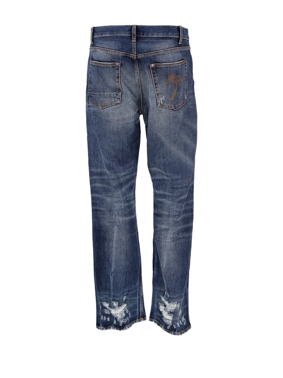 Palm Angels Straight Leg Distressed Jeans
